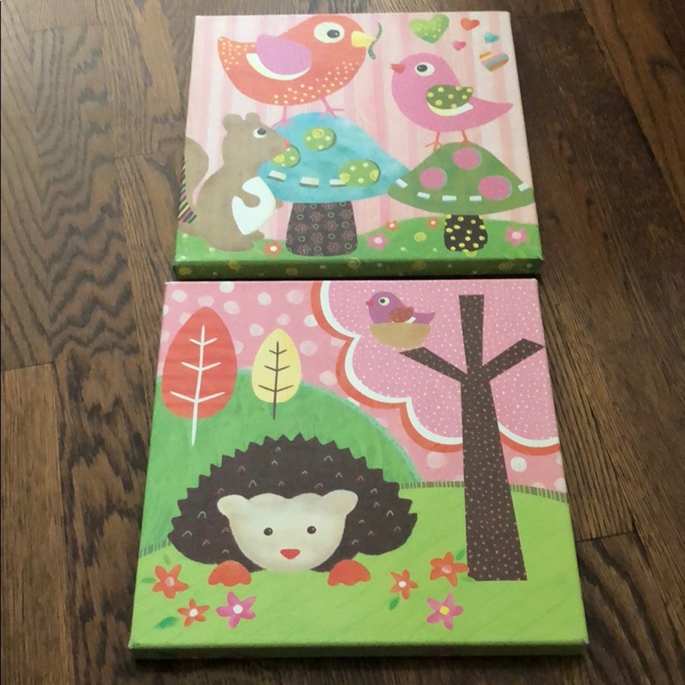 Two canvas critter prints